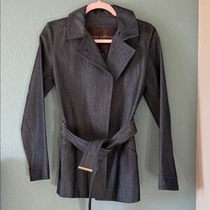 Louis Vuitton women's dark wash denim trench coat.